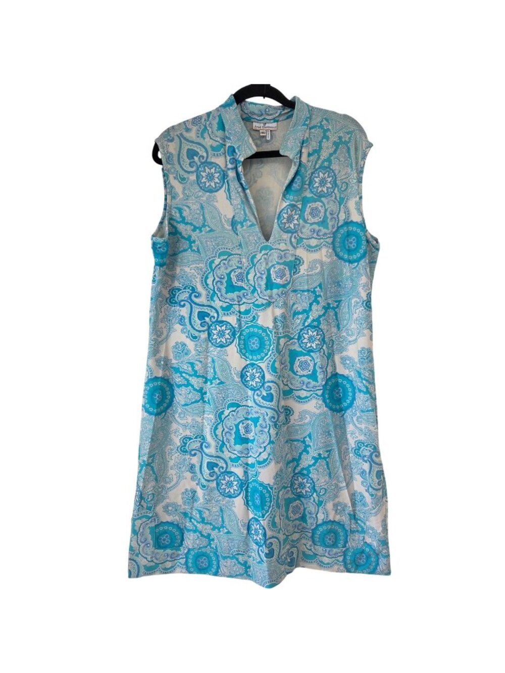 Jude Connally Paisley Blue Athleisure Tunic Dress Performance Stretch Women's XL